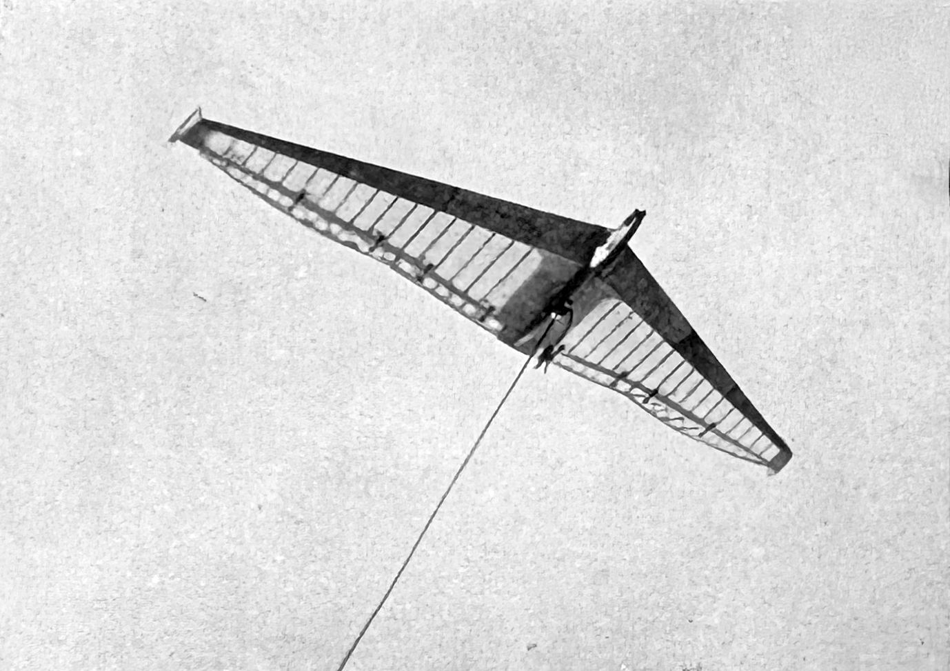 Ein Modell des „Fliegenden Flügels“ im Flug